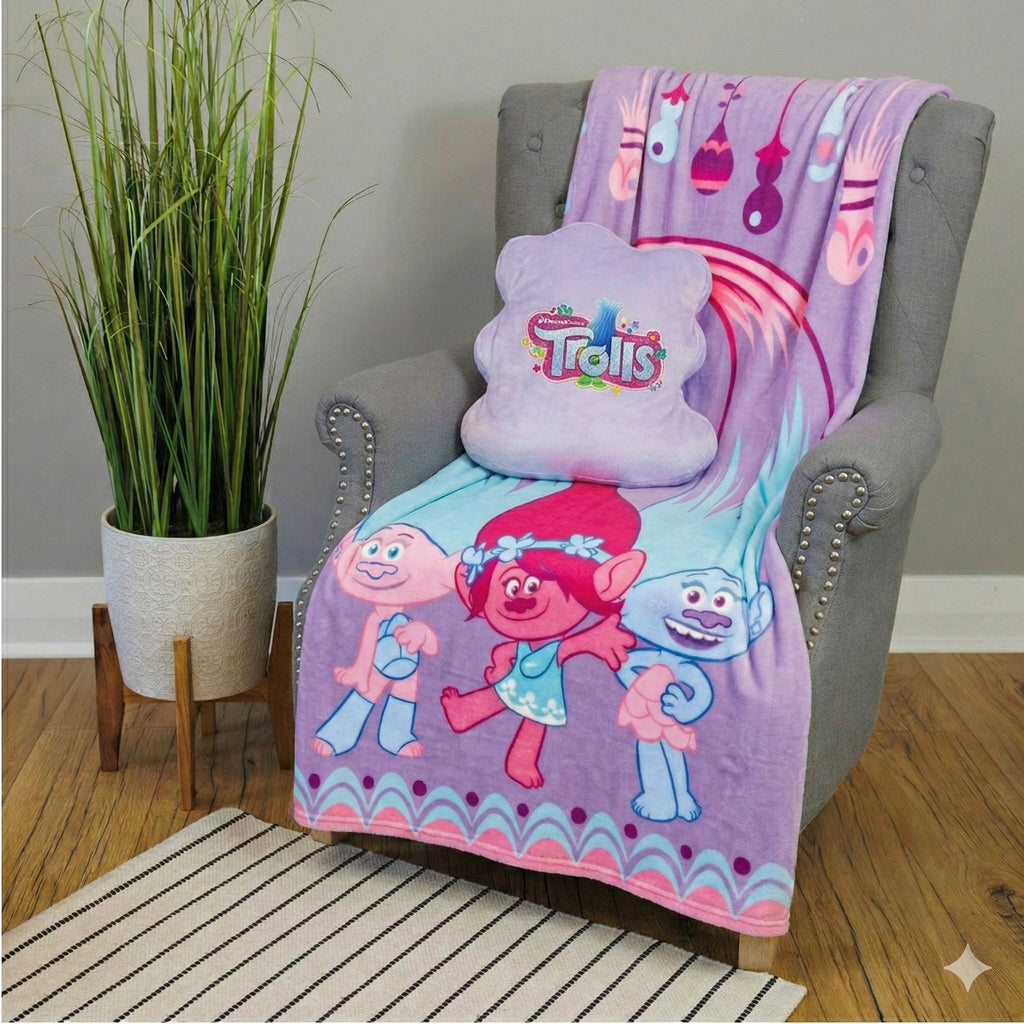 Trolls Glow Kids Fleece Throw Blanket