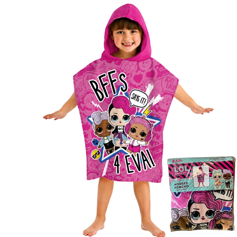 L.O.L. Surprise Hooded Bath Beach Swimming Towel Poncho (50cmx115cm)