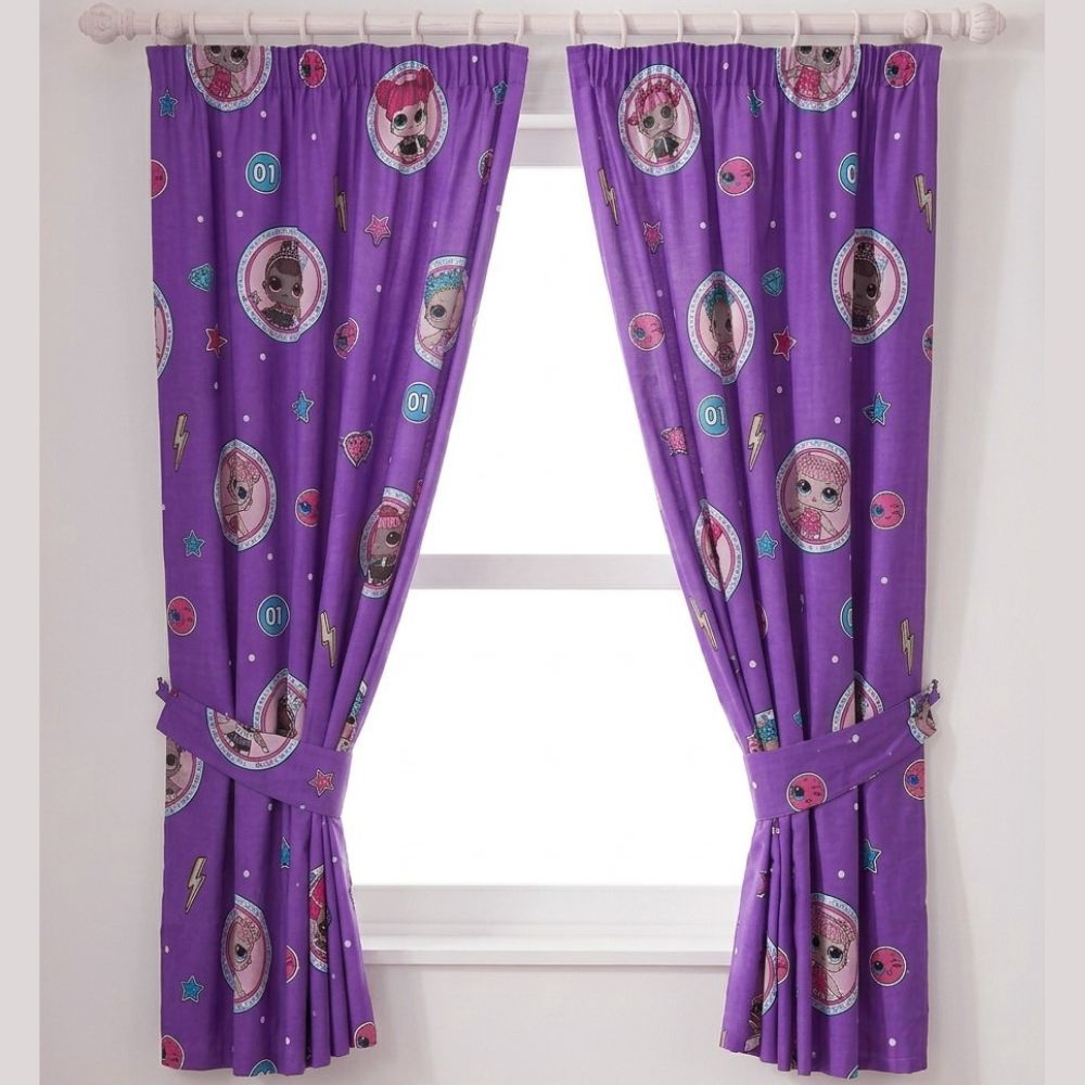 L.O.L. Surprise! Kids 2 Piece Light Filtering Bedroom Curtain Set, 66" Length