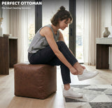 Cube Shape Leather Foot Rest Stool Pouffe Footstools