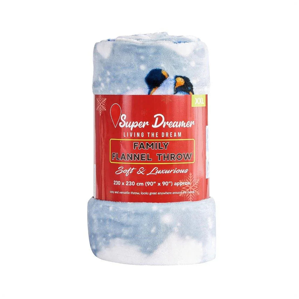 Christmas Penguins Forever Fleece Throw Blanket