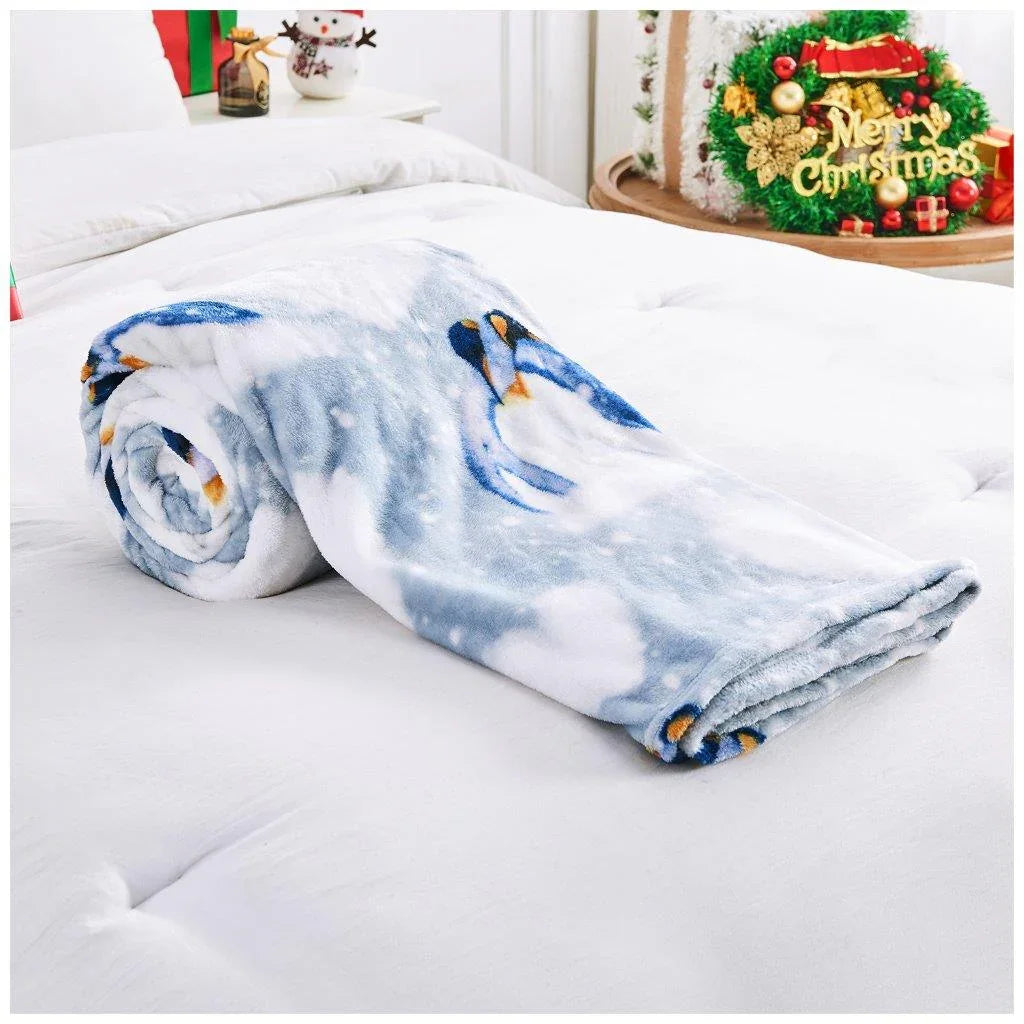 Christmas Penguins Forever Fleece Throw Blanket