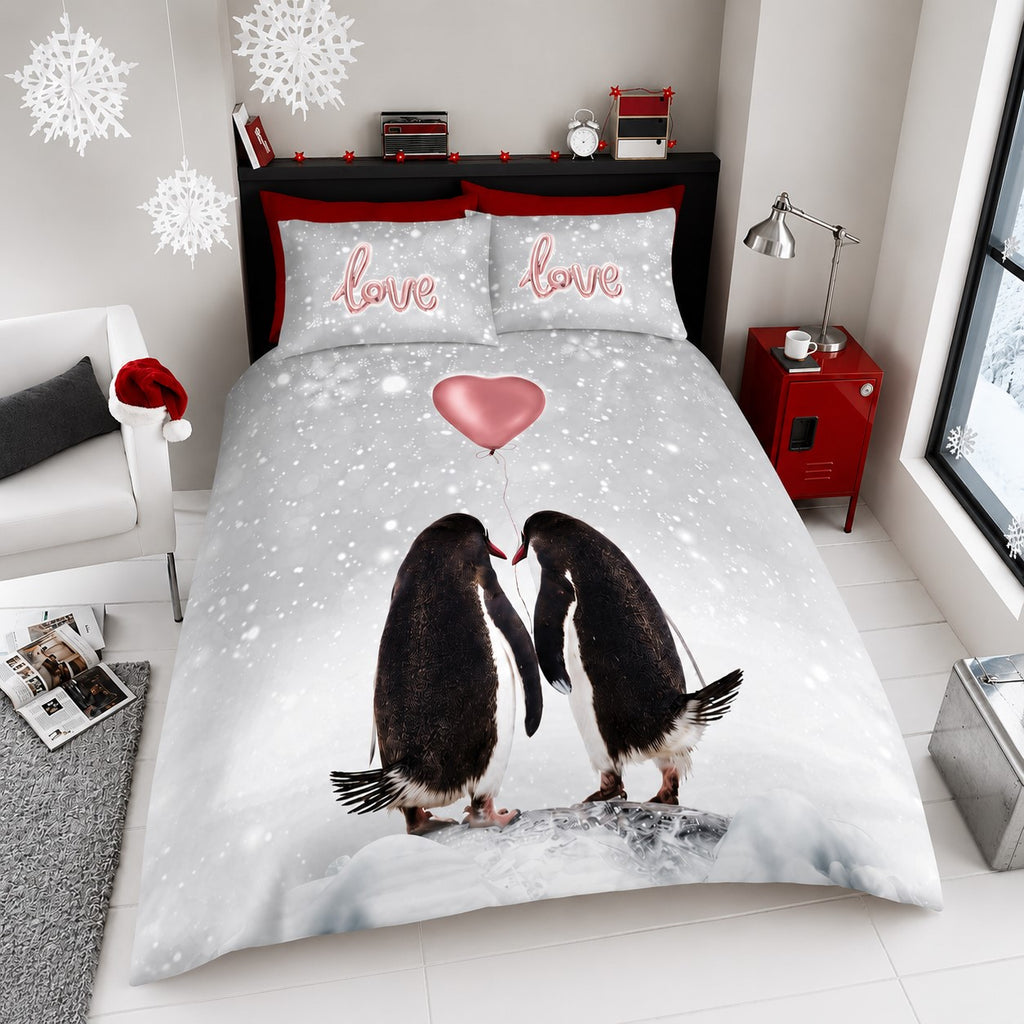 Penguin Love Xmas Snuggle Double Duvet Cover Set