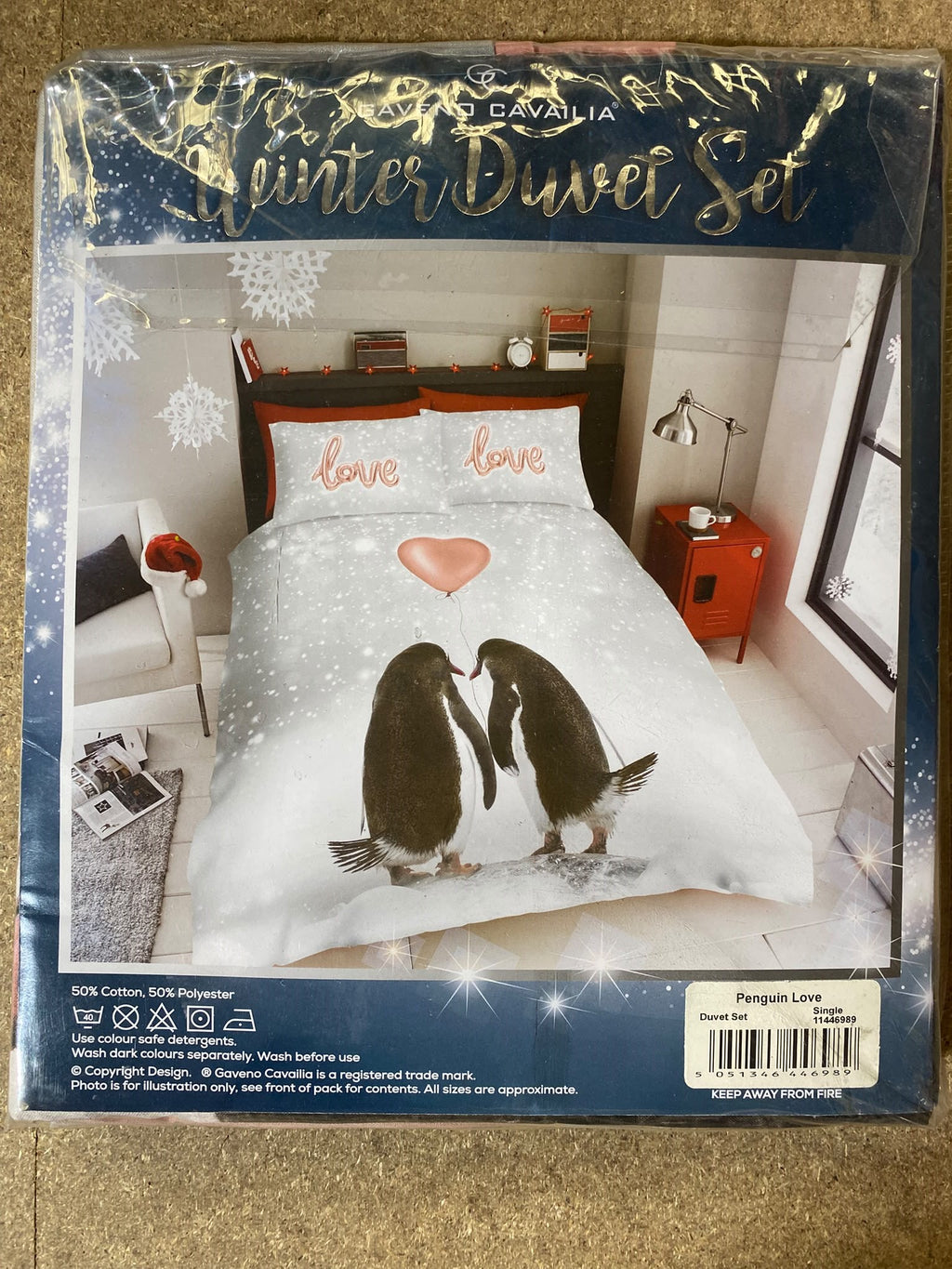 Penguin Love Xmas Snuggle Double Duvet Cover Set