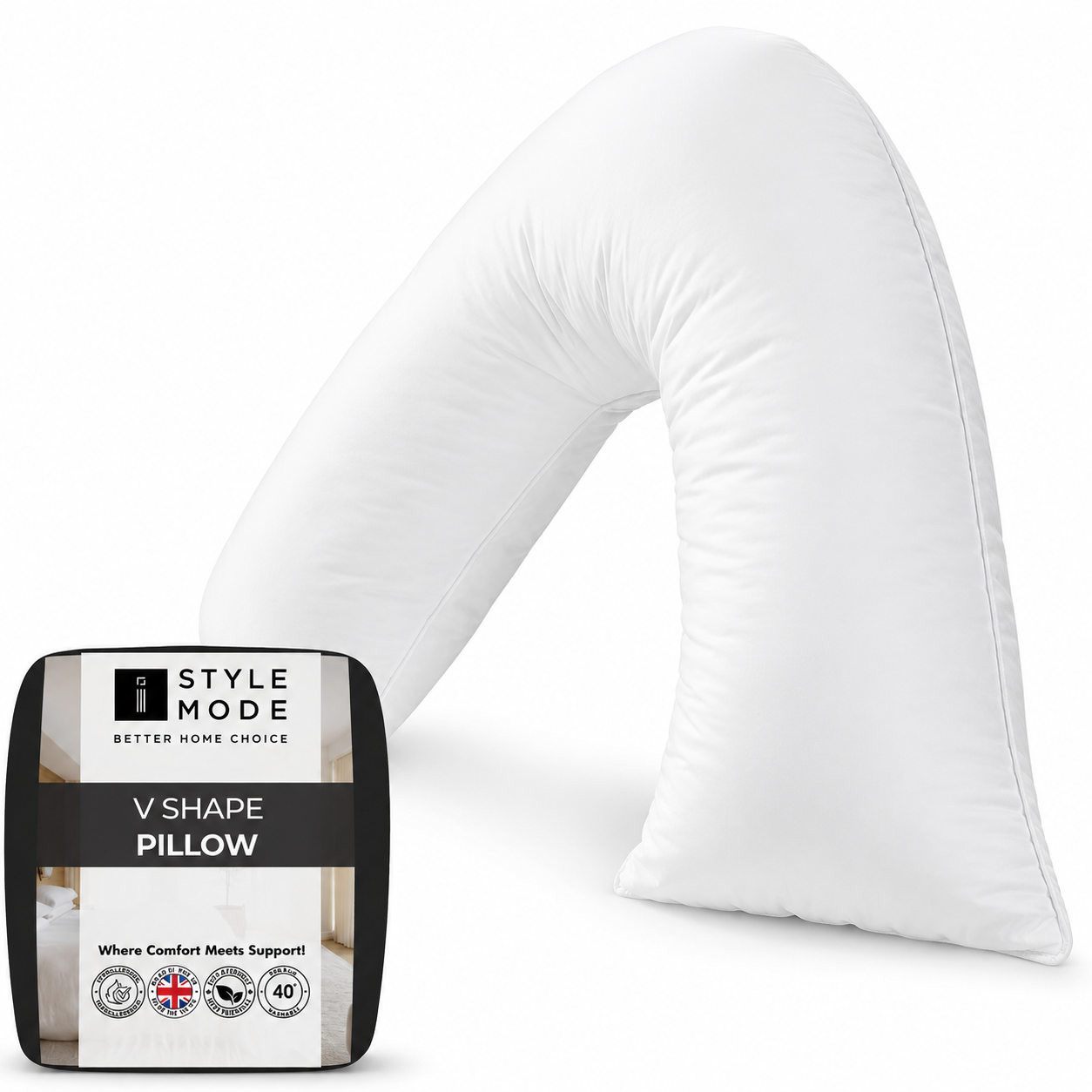 V Shaped Pillow with Pillowcase I Orthopaedic Neck I Back & Shoulder Support I Nursing & Maternity Pillow