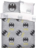 Batman Logo Reversible Grey Double Duvet Cover & Pillowcase Set