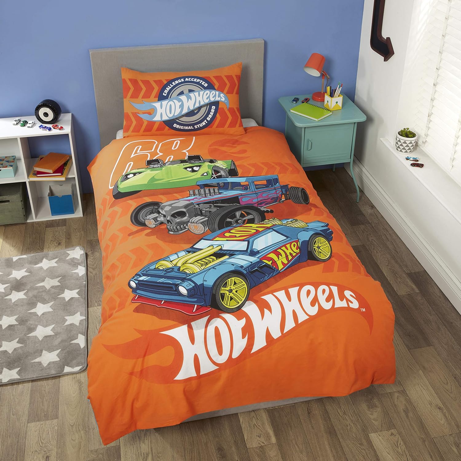 Kids Hot Wheels Single Duvet Reversible Bedding Cars Tracks Quilt Cover