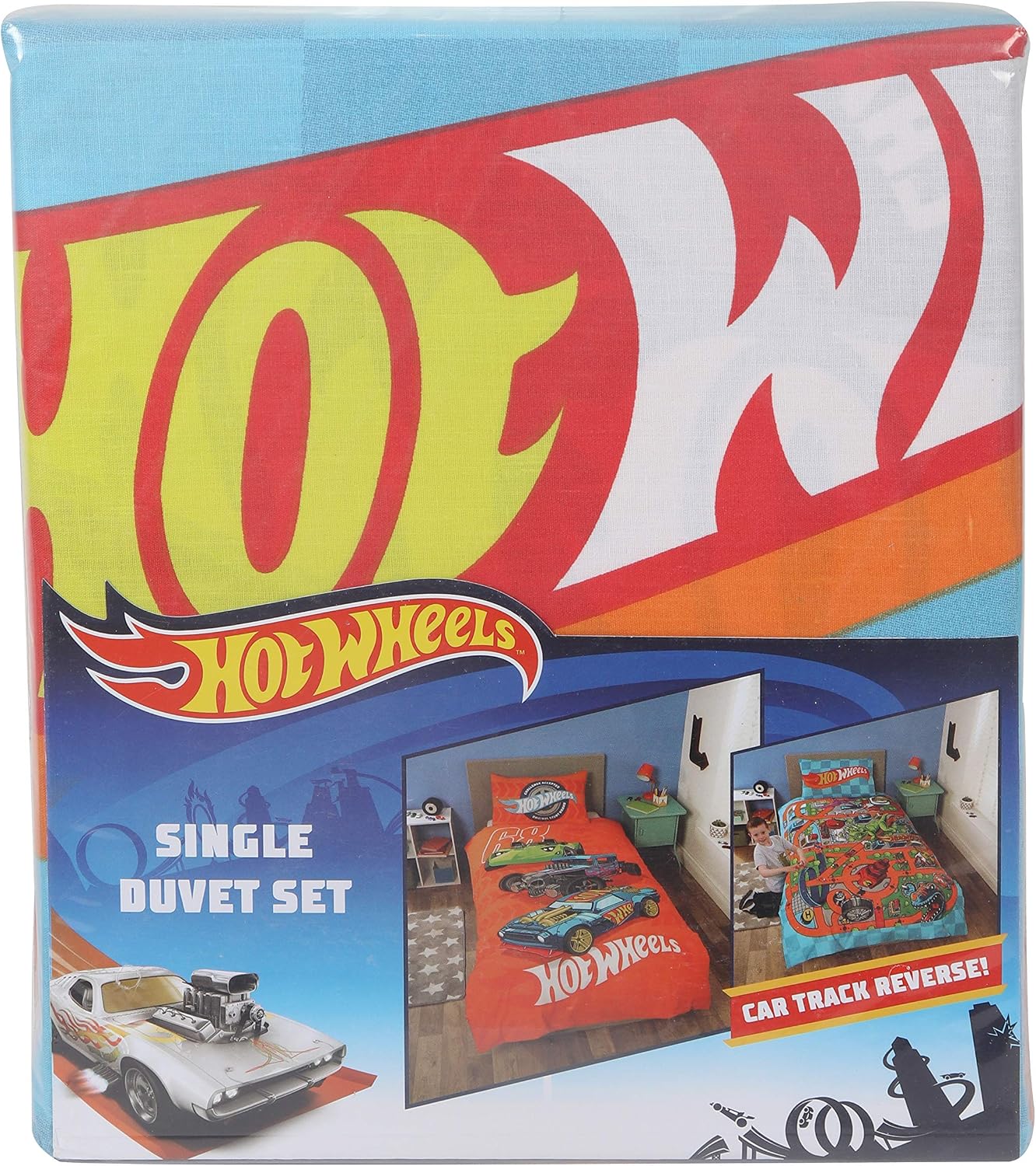 Kids Hot Wheels Single Duvet Reversible Bedding Cars Tracks Quilt Cover