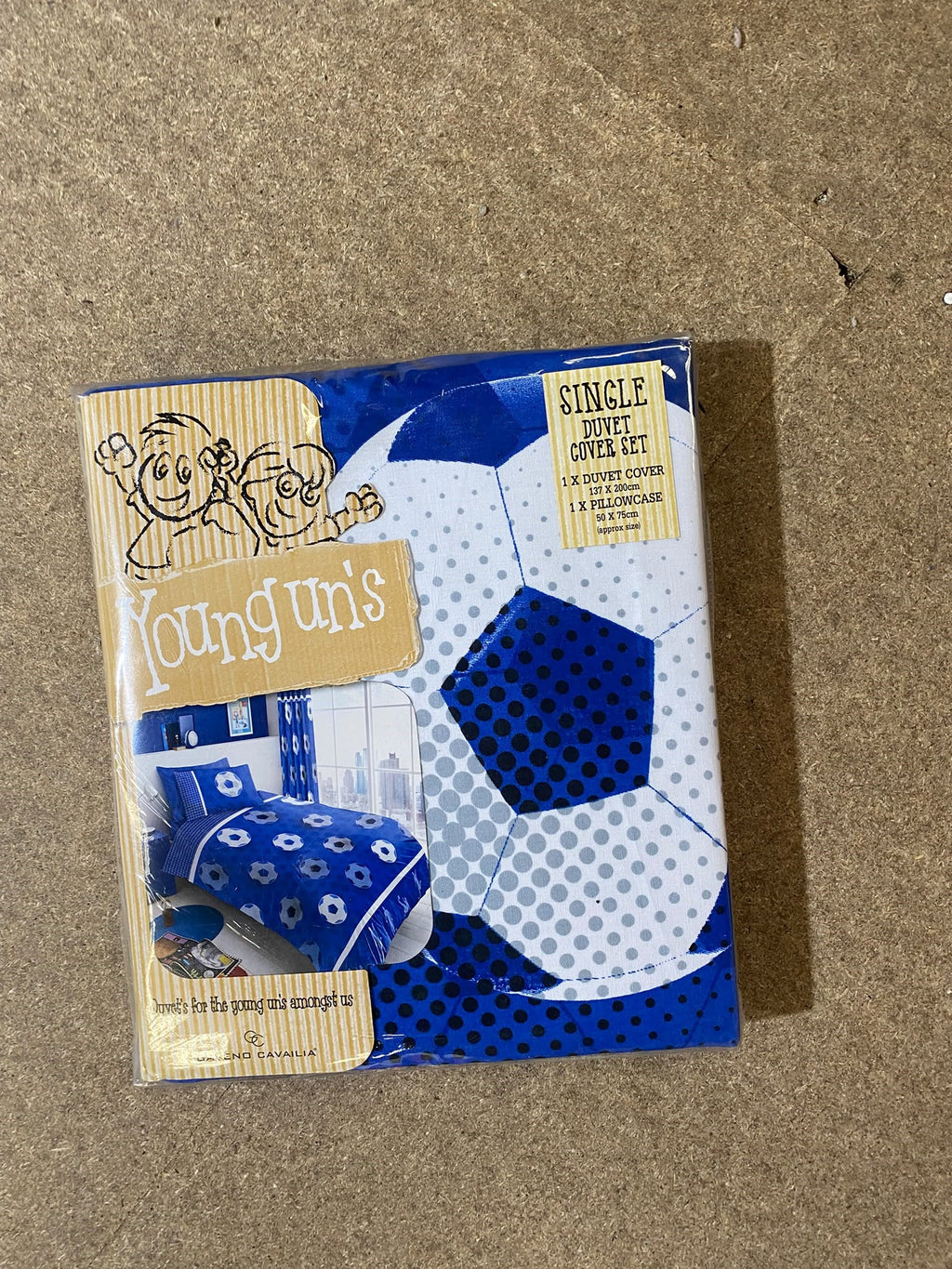 Youngun's Football Goals Blue Single Duvet Cover and Pillowcase Set