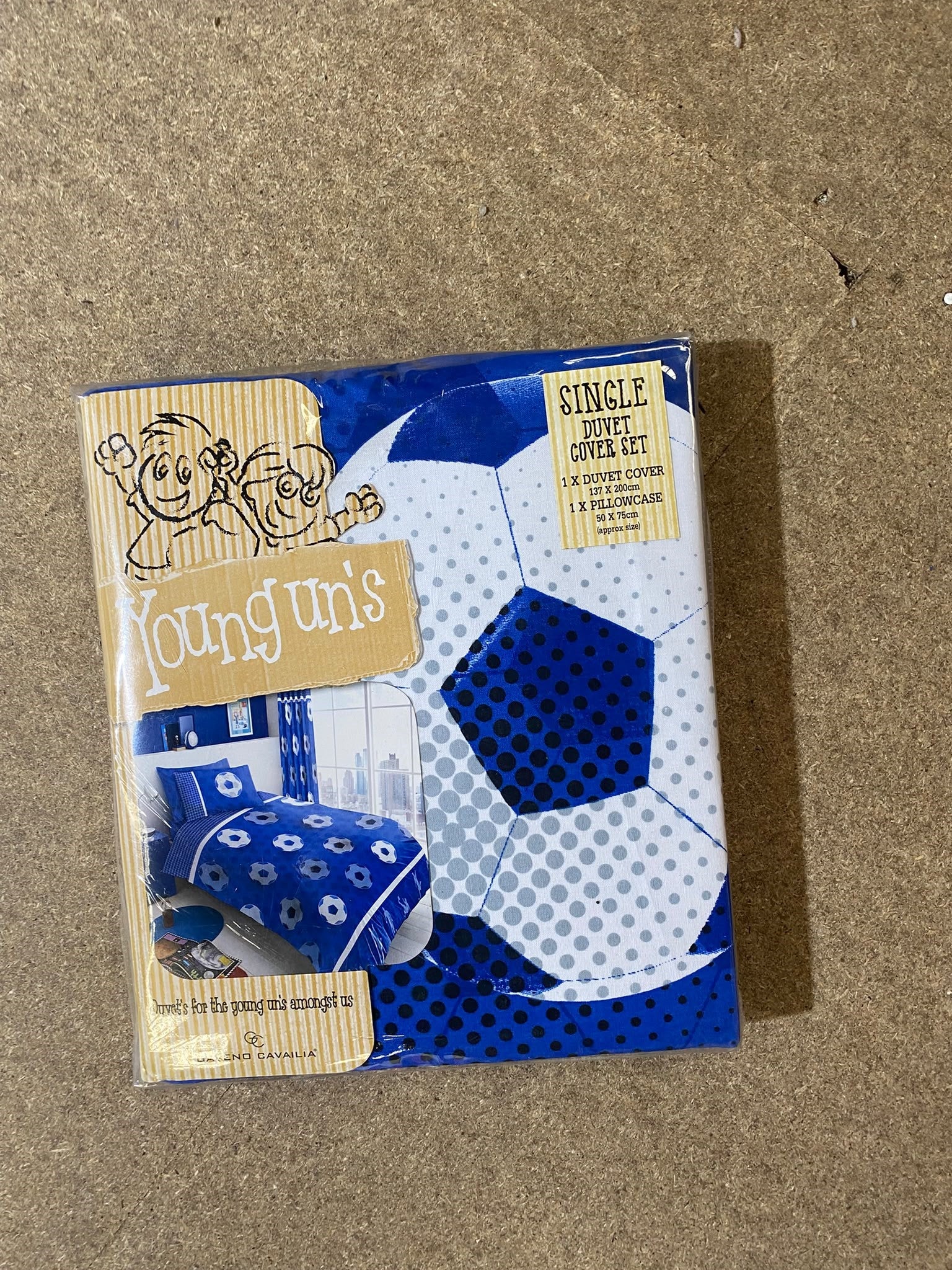 Youngun's Football Goals Blue Single Duvet Cover and Pillowcase Set