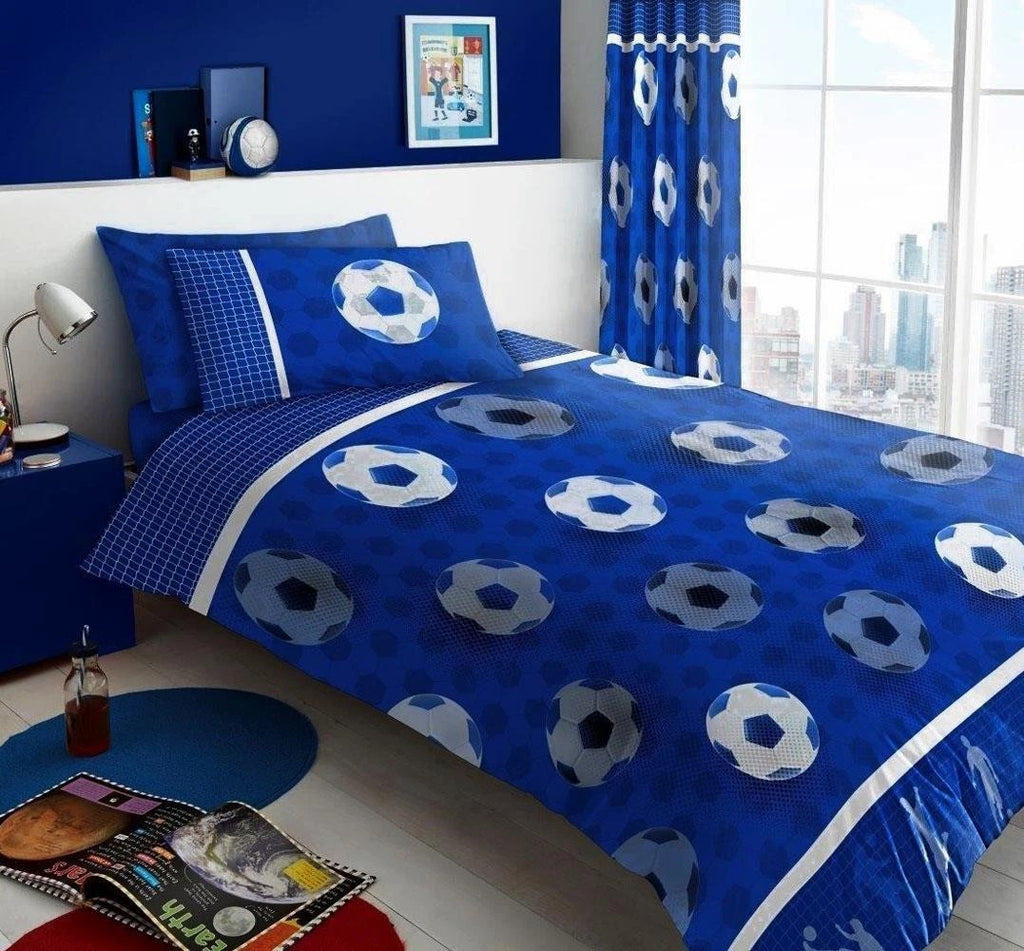 Youngun's Football Goals Blue Single Duvet Cover and Pillowcase Set