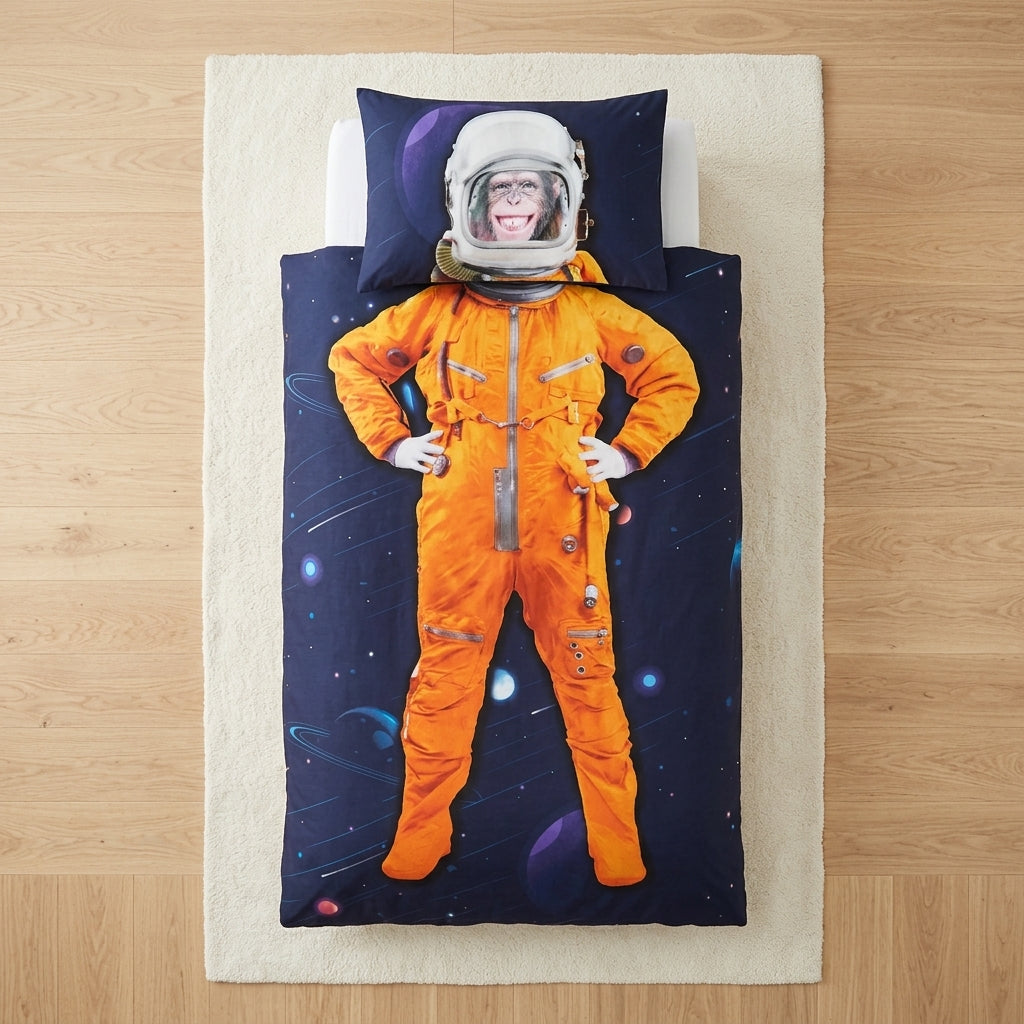 Youngun's Space Chimp Single Duvet Cover Set with Pillowcase