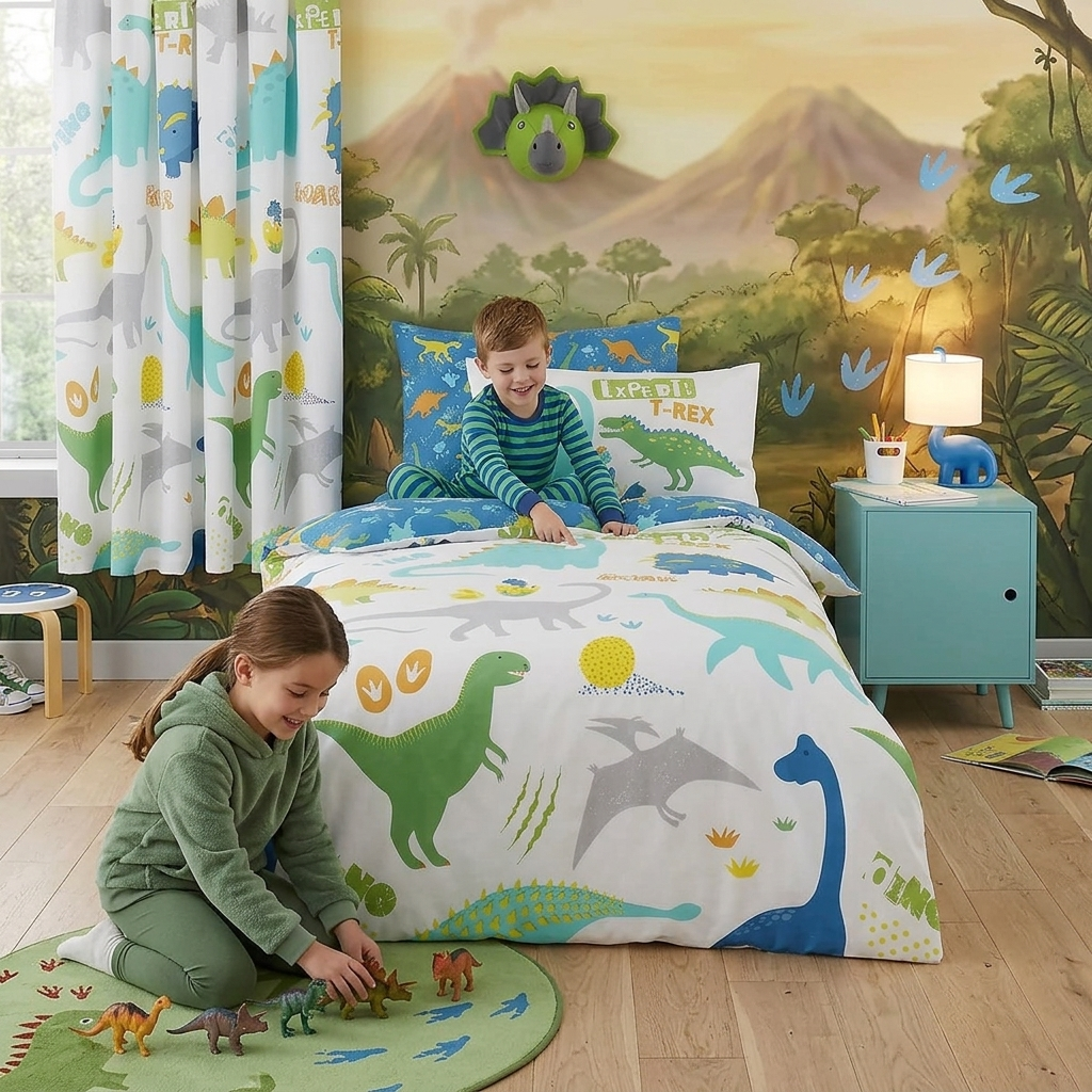 Reversible Dinosaur Multi Single Bed Duvet Cover