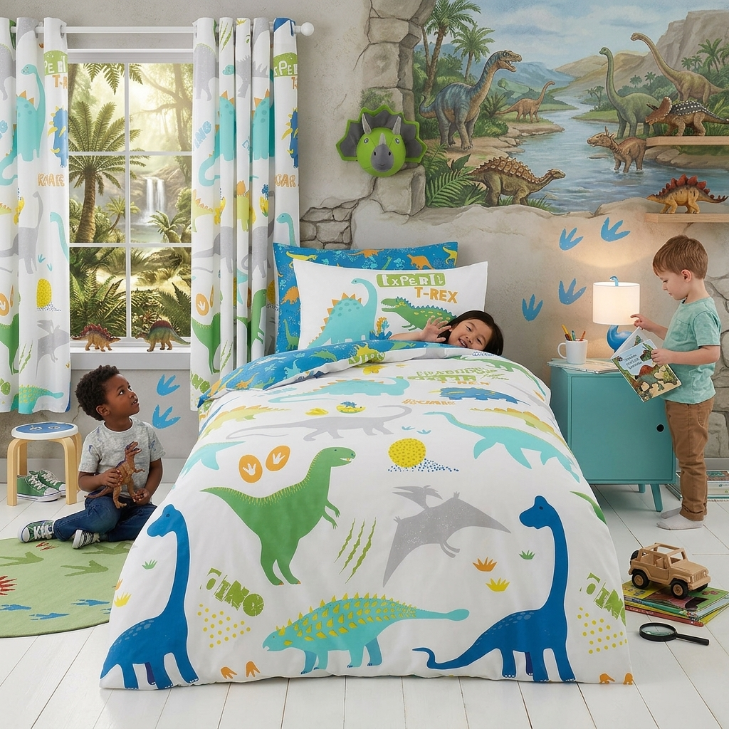 Reversible Dinosaur Multi Single Bed Duvet Cover