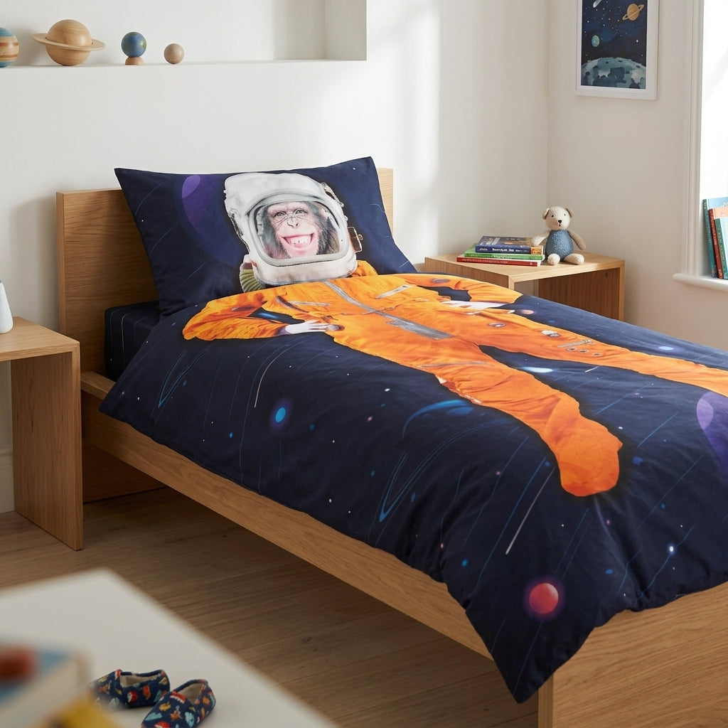 Youngun's Space Chimp Single Duvet Cover Set with Pillowcase