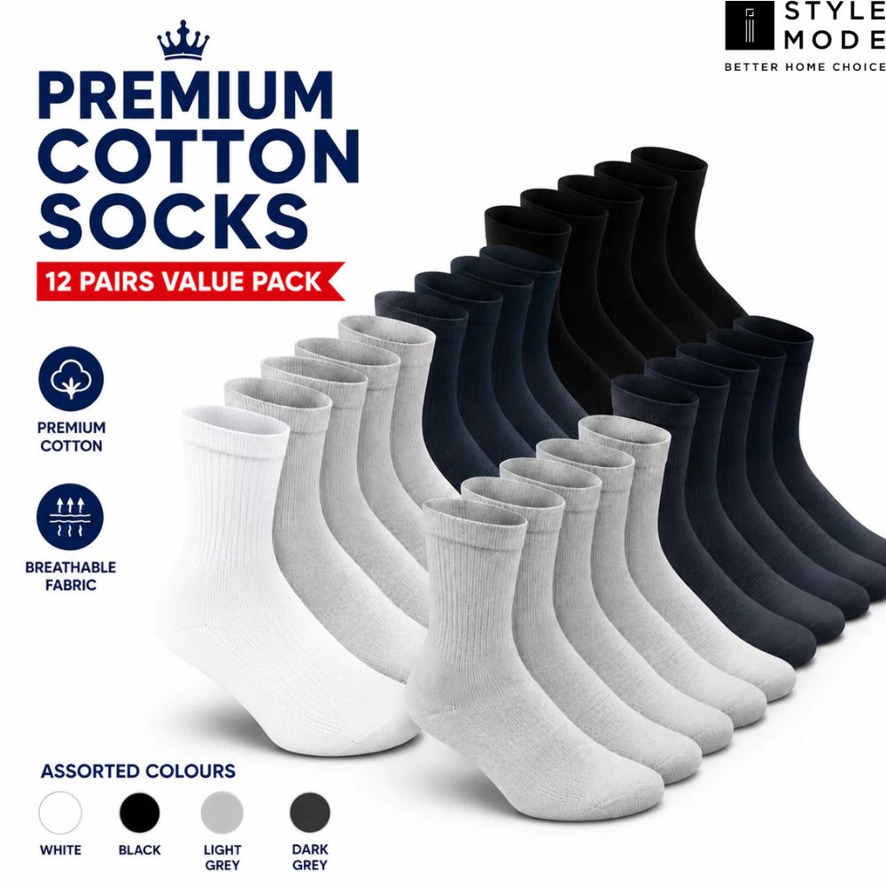 Men's Cotton Socks 12 Pack – Soft, Breathable & Durable Everyday Wear
