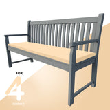 Garden 4 Seater Bench Cushion Pads