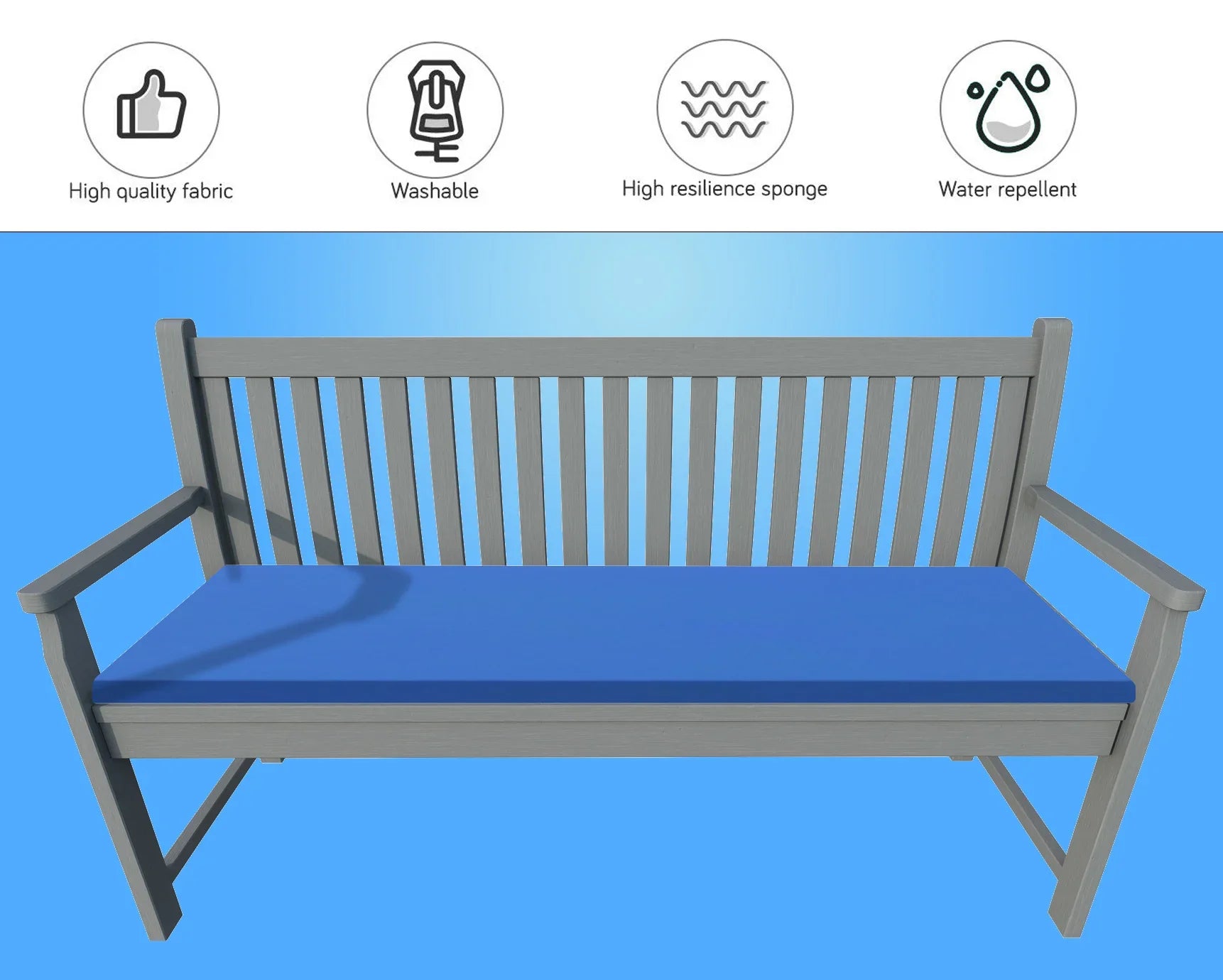 Garden 3 Seater Bench Cushion Pads