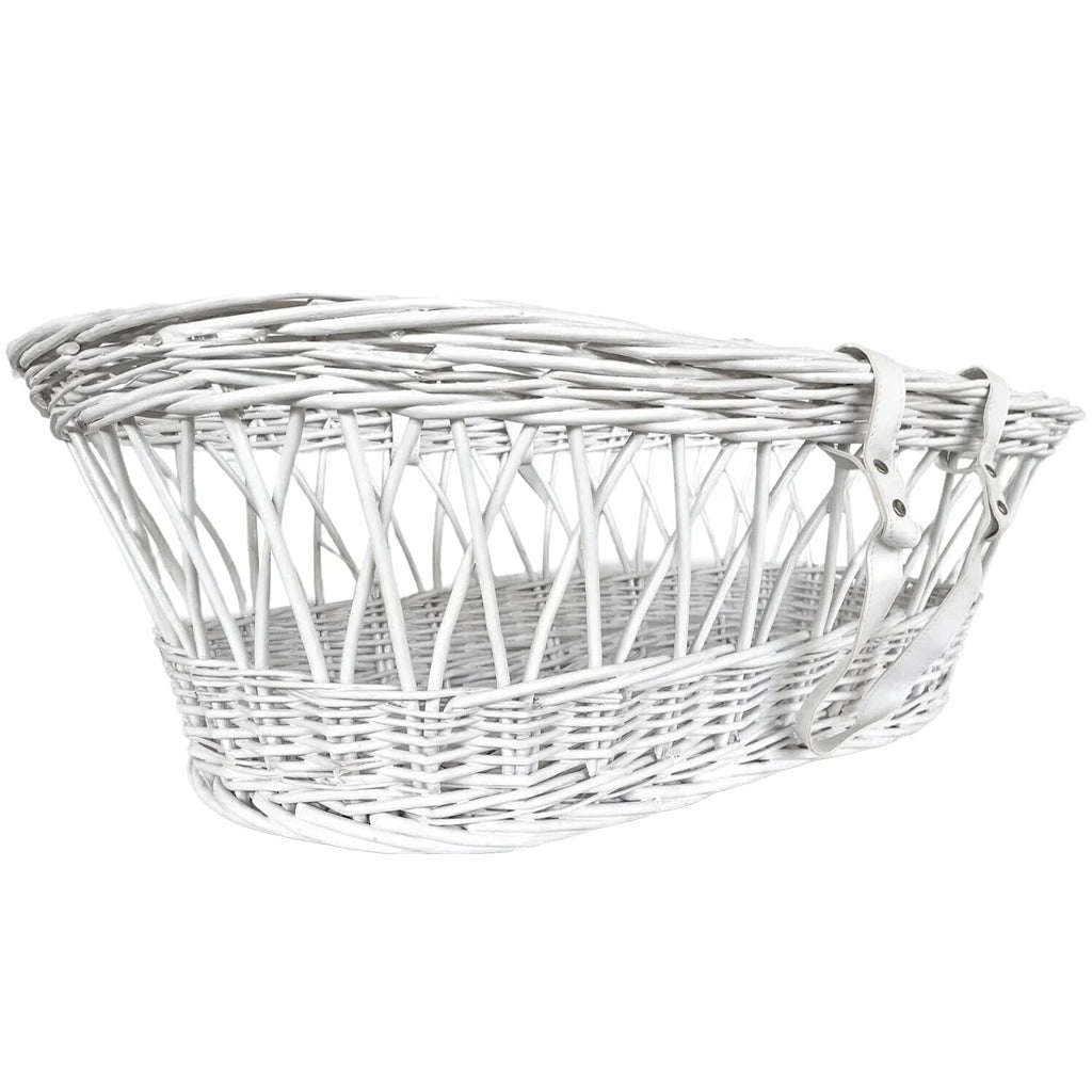 Wicker Moses Basket with leather look handle