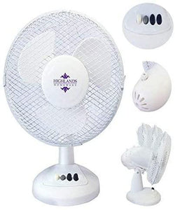 Highlands Desk Fan 3 Speed Silent & Compact Cooling Fan,12 Inch Oscillating Desk