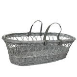 Wicker Moses Basket with leather look handle