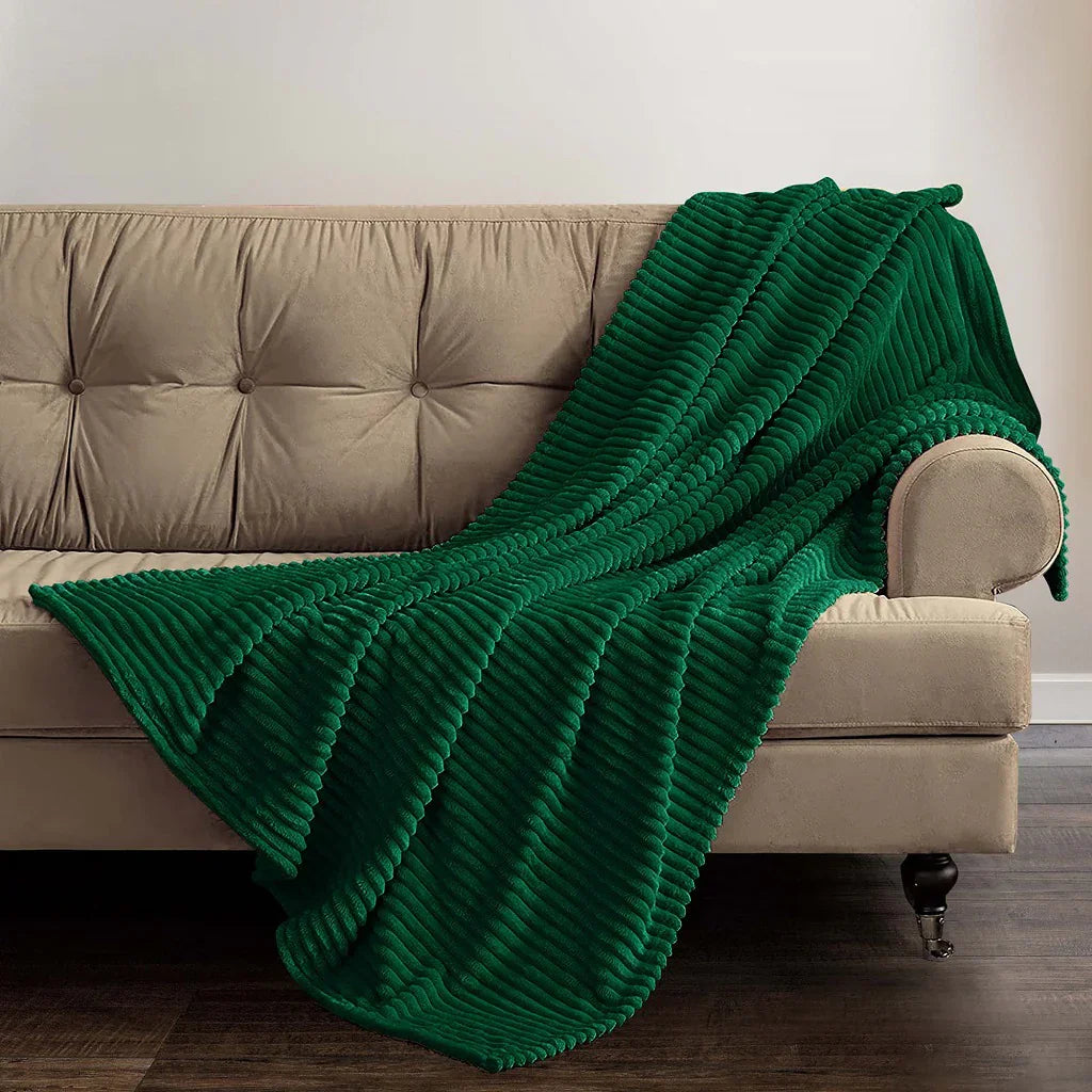 Luxury Corduroy Faux Fur Fleece Throw 150 x 200 cm