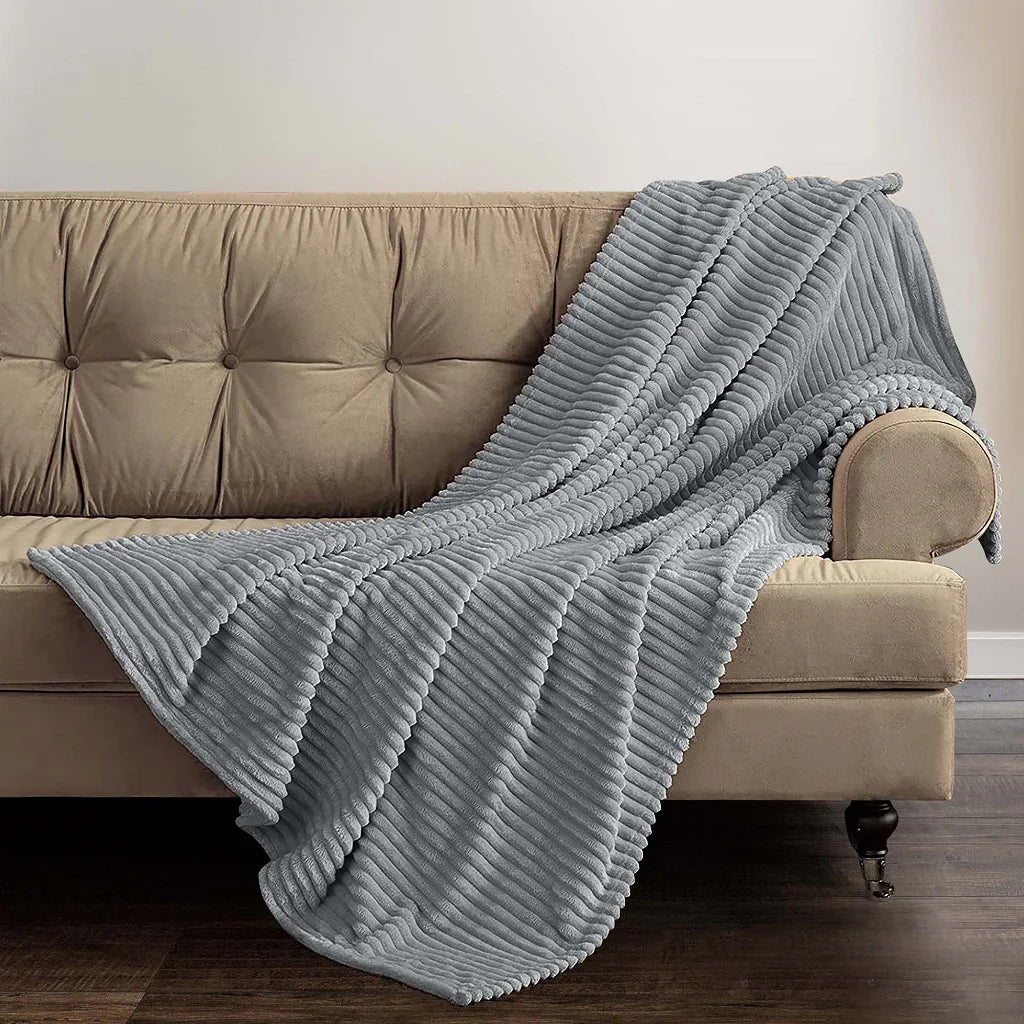 Luxury Corduroy Faux Fur Fleece Throw 150 x 200 cm