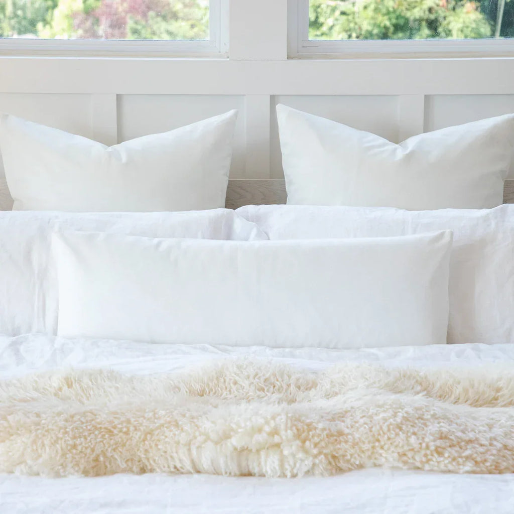 Faux fur top bolster pillow